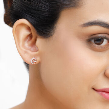 14KT Rose Gold Radiant Curves Diamond Stud Earrings