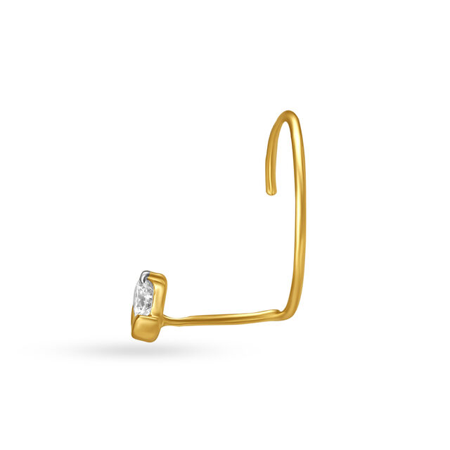 Budding Flower Gold and Diamond Nose Pin,,hi-res image number null