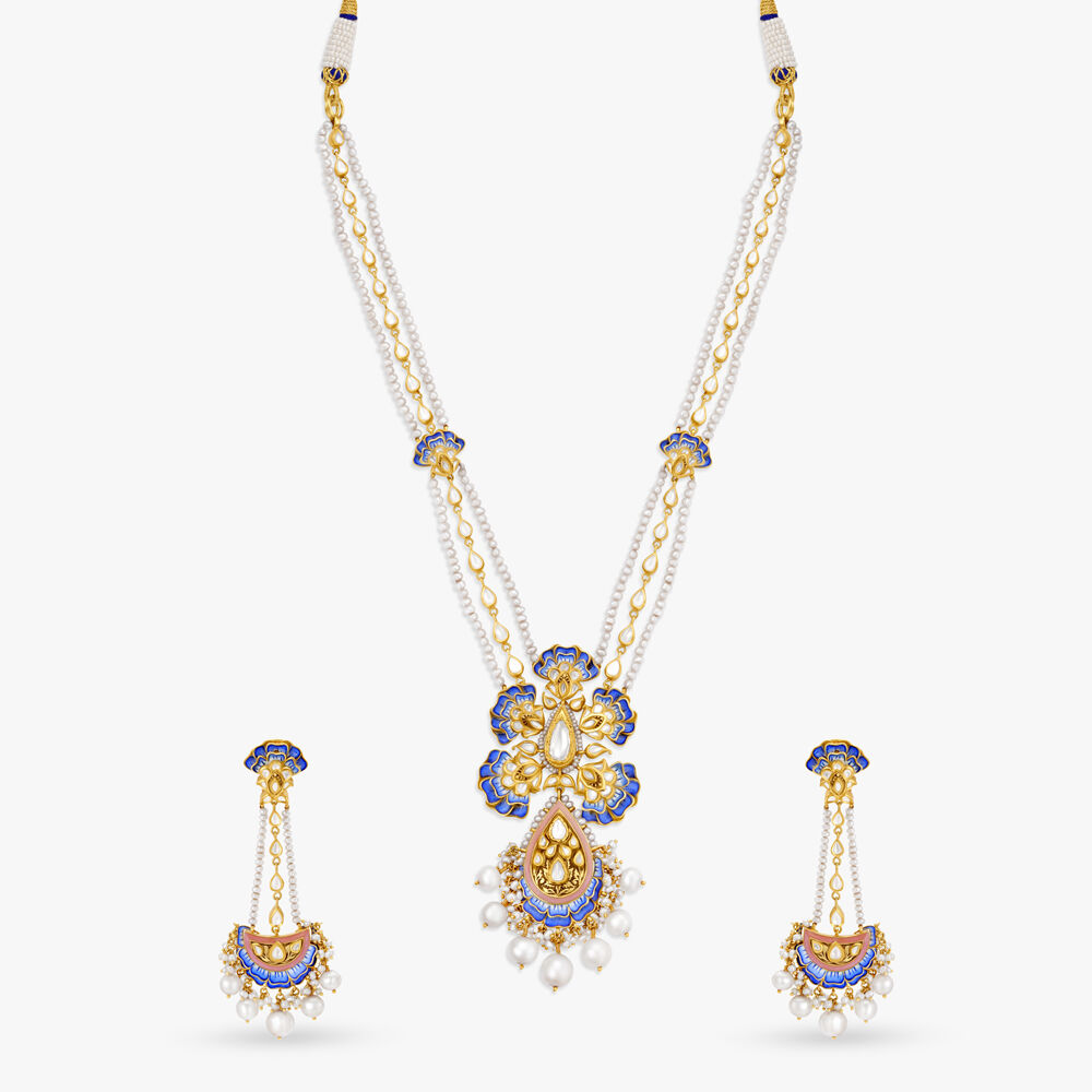 Darshini designs alloy golden collar discount traditional gold plated necklaces set