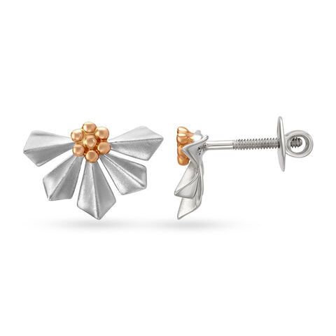 Floral Platinum Stud Earrings