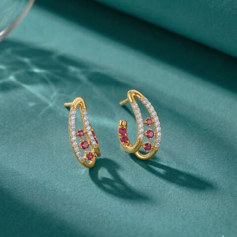 Radiant Arc Diamond Stud Earrings