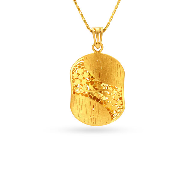 Unique Design Laser Cut Floral Pattern Gold Pendant,,hi-res image number null