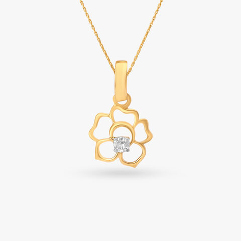 Dainty Floral Gold Pendant for Kids