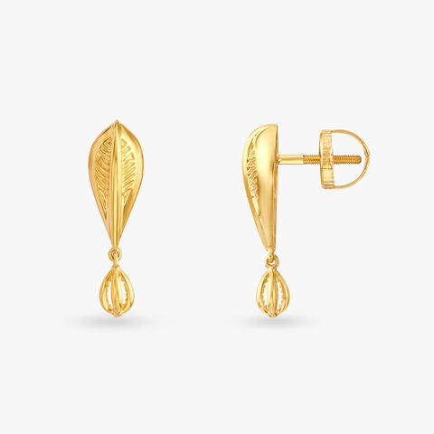 Engraved Leaf Drop Earrings