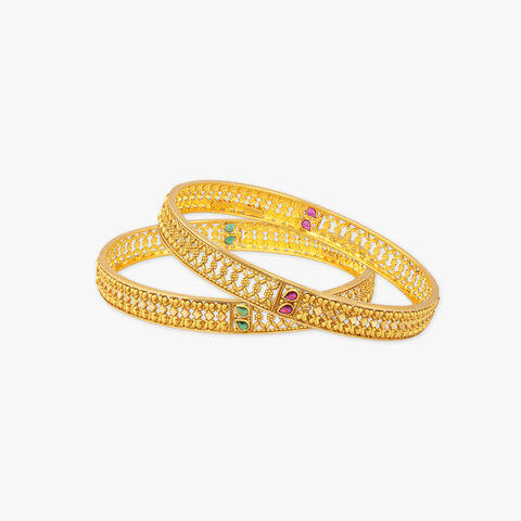 Twin Trellis Gold Bangles