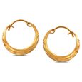 Elegant 22 Karat Yellow Gold Textured Bali Style Hoop Earrings,,hi-res image number null