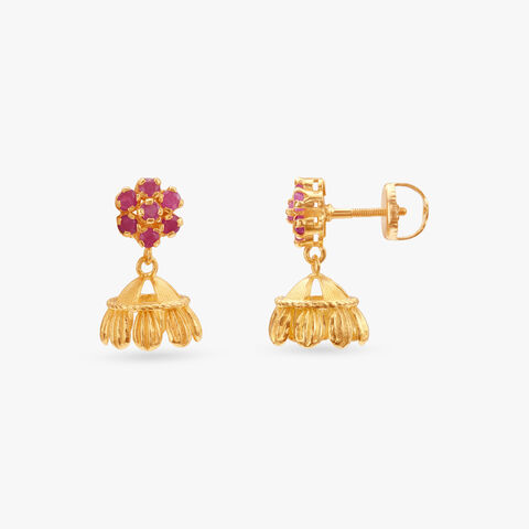 Playful Regal Ruby Jhumka Earrings