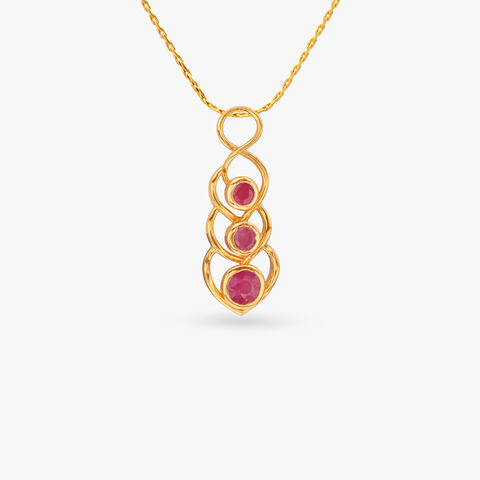 Graceful Curves Ruby Pendant and Earrings Set