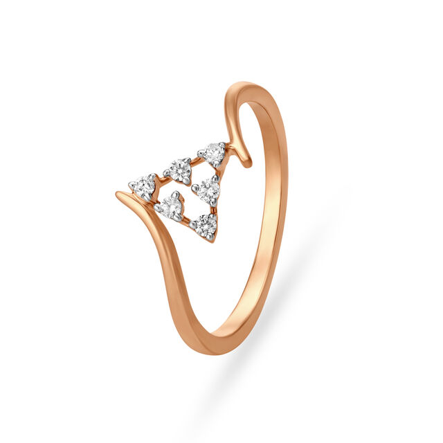 18KT Gold Diamond Studded Elegant Finger Ring,,hi-res image number null