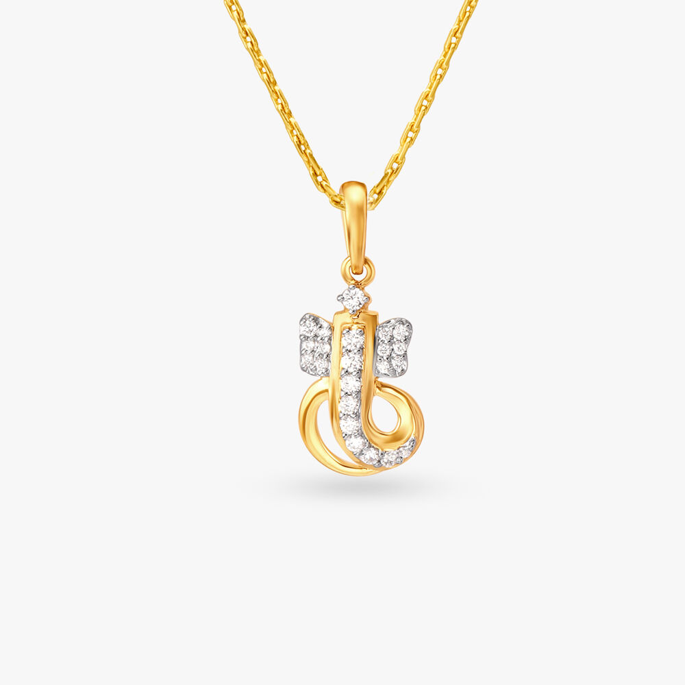 Gold ganesh pendant tanishq online top