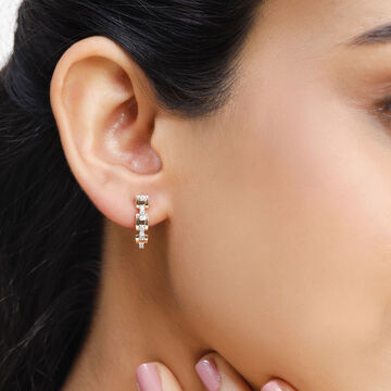 14KT Yellow Gold Curved Charisma Diamond Hoop Earring
