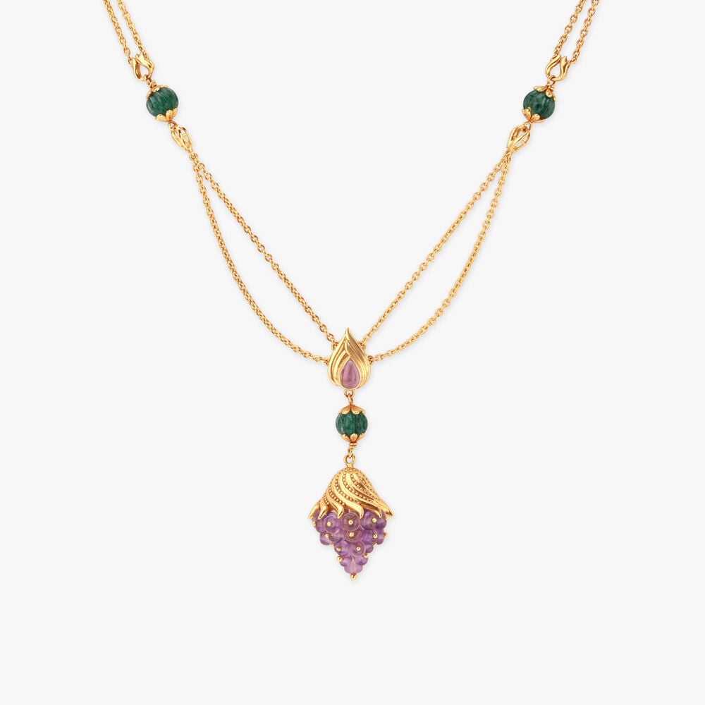 Berry Cluster Gold Pendant with Chain