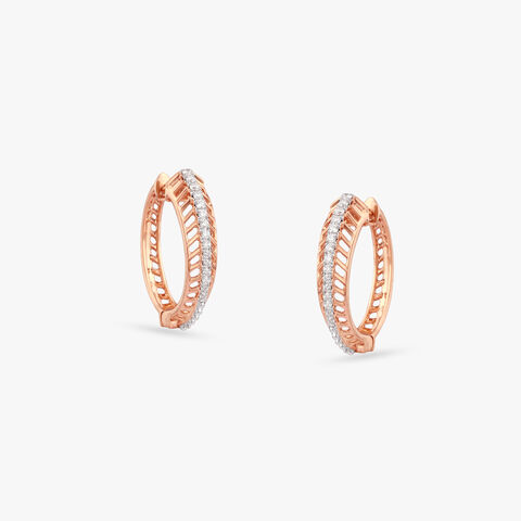 Chevron Spark Diamond Hoop Earrings