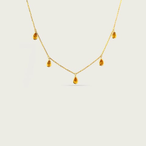 Warm Radiant Dark Citrine Gold Necklace
