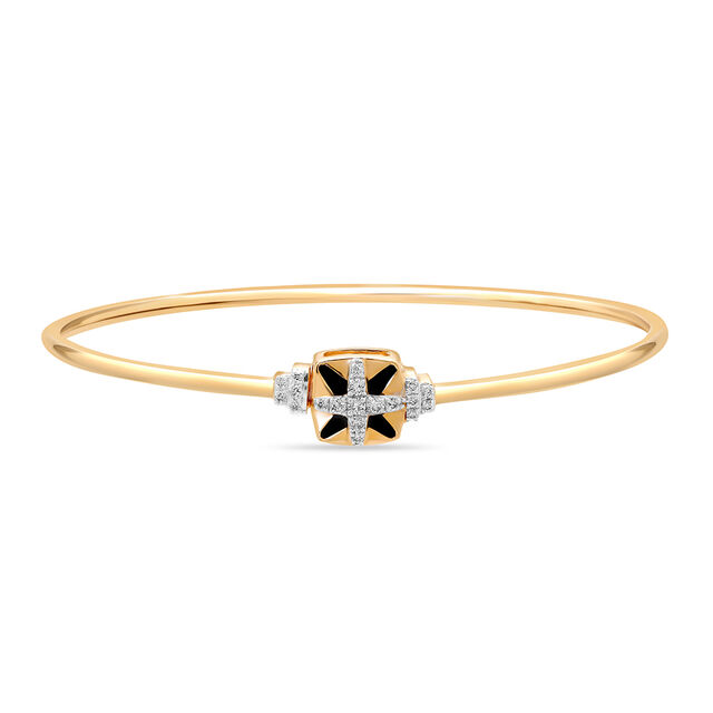 18 KT Yellow Gold Geometric Sparkle Diamond Bangle,,hi-res image number null