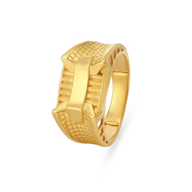Carved Rugged Gold Finger Ring For Men,,hi-res image number null