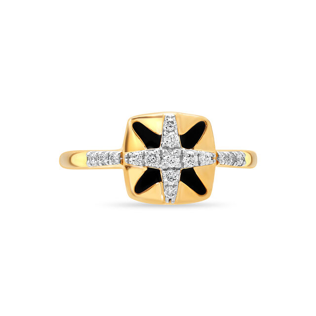 18 KT Yellow Gold Geometric Sparkle Diamond Ring,,hi-res image number null