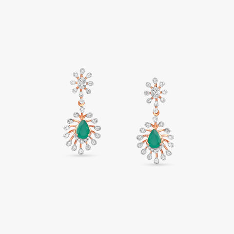 Solar Bloom Diamond Drop Earrings