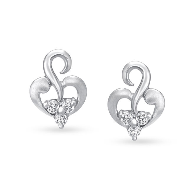 Charming Nature Inspired Platinum and Diamond Drop Earrings,,hi-res image number null