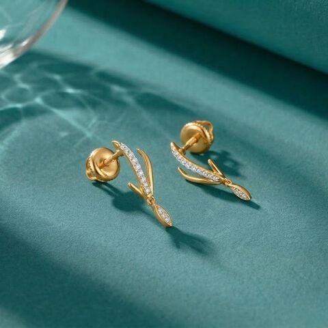 Serene Arc Diamond Drop Earrings