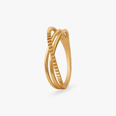 Cross Wave Gold Ring