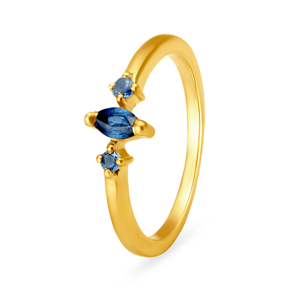 Striking 18 Karat Gold And Sapphire Petal Ring