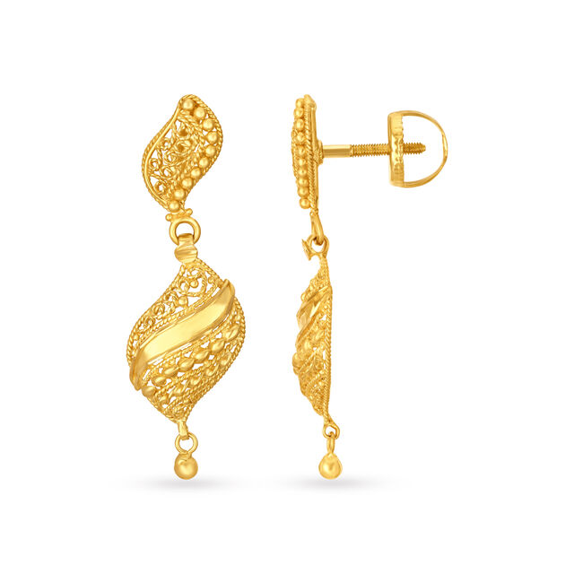 Alluring Paisley Gold Drop Earrings,,hi-res image number null