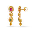 Engaging Emerald And Ruby Gold Drop Earrings,,hi-res image number null