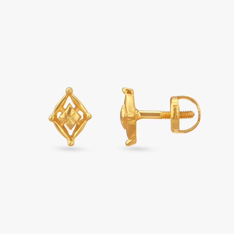 Little Swirls Gold Stud Earrings For Kids
