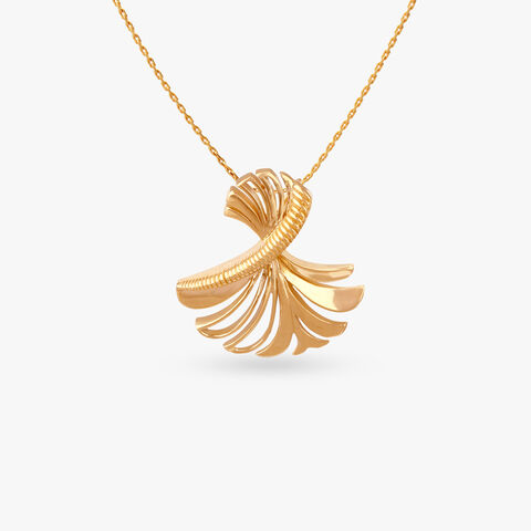 Fan Flare Gold Pendant and Earrings Set
