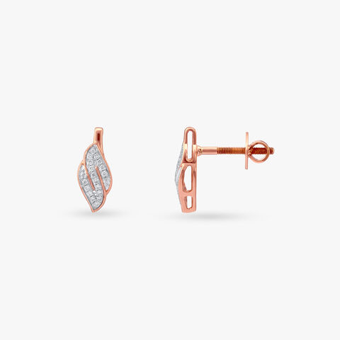Twilight Leaf Diamond Stud Earrings