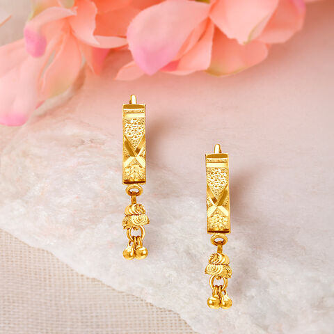 Contemporary Gold Chandelier Bell Hoops