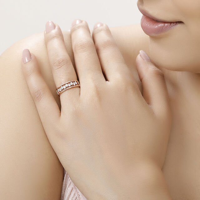 14 KT Rose Gold Half Eternity Diamond Ring,,hi-res image number null
