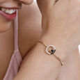 18 KT Yellow Gold Gleaming Circle Diamond and Onyx Bangle,,hi-res image number null
