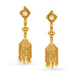 Intricate 22 Karat Yellow Gold Rhomboid Jhumkas,,hi-res image number null
