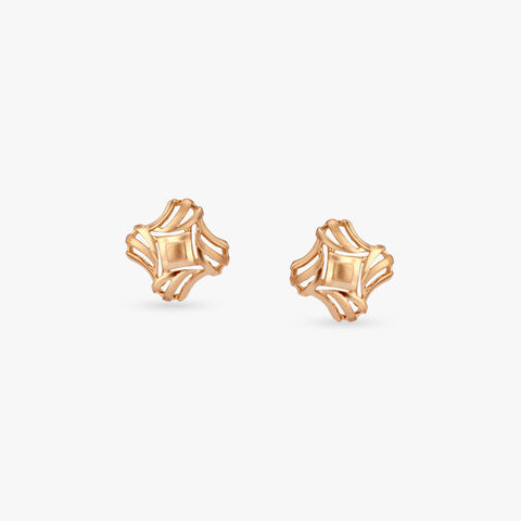 Modern Maze Gold Stud Earrings