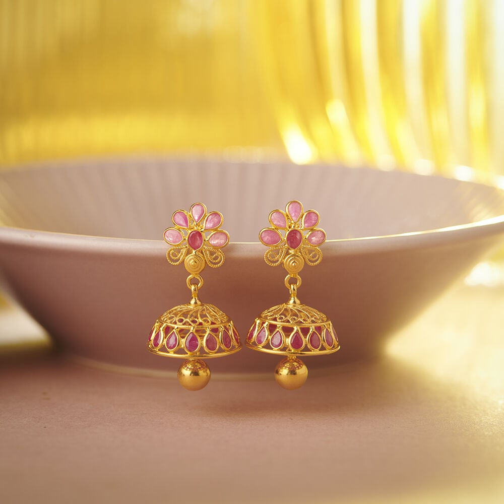 Gold jhumka by tanishq hot sale