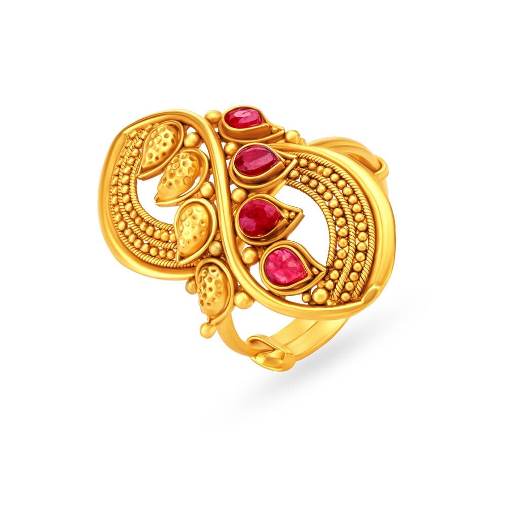 Buy Tanishq Floral 22 kt Gold Ring Online At Best Price @ Tata CLiQ