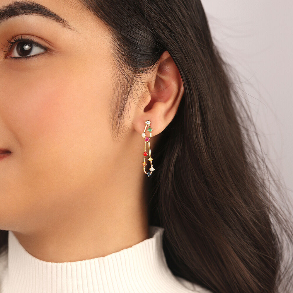 Contemporary Gemstone Cascade 14KT Drop Earrings