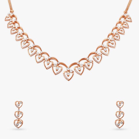 Romantic Heart Diamond Necklace Set