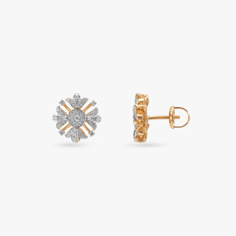 Double Sparkle Diamond Stud Earrings