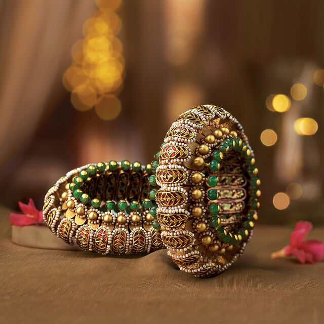 Tanishq Vintage Bridal Bracelet Antique Gold Kangan Tanishq