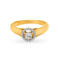 Sophisticated 18 Karat Yellow Gold And Clustered Diamond Finger Ring,,hi-res image number null