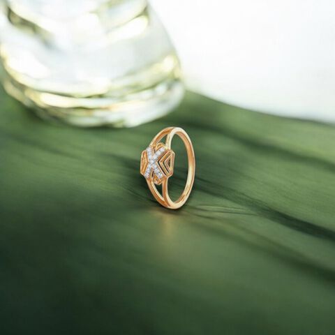 Chevron Cross Diamond Ring