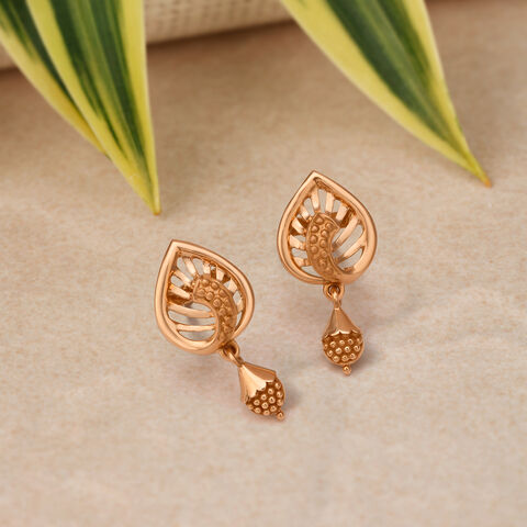 Leaf Pattern Gold Drop Earrings