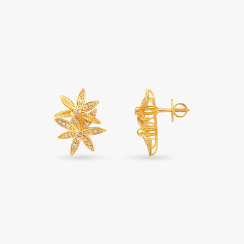 Twin Bloom Gold Stud Earrings