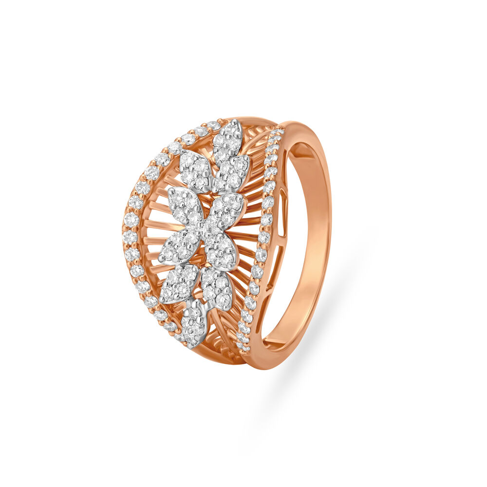 Buy 18 KT Rose Gold Diamond Studded Vanki Ring at Best Price | Tanishq UAE