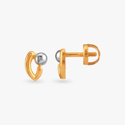 Cuddle Bead Gold Stud Earrings for Kids