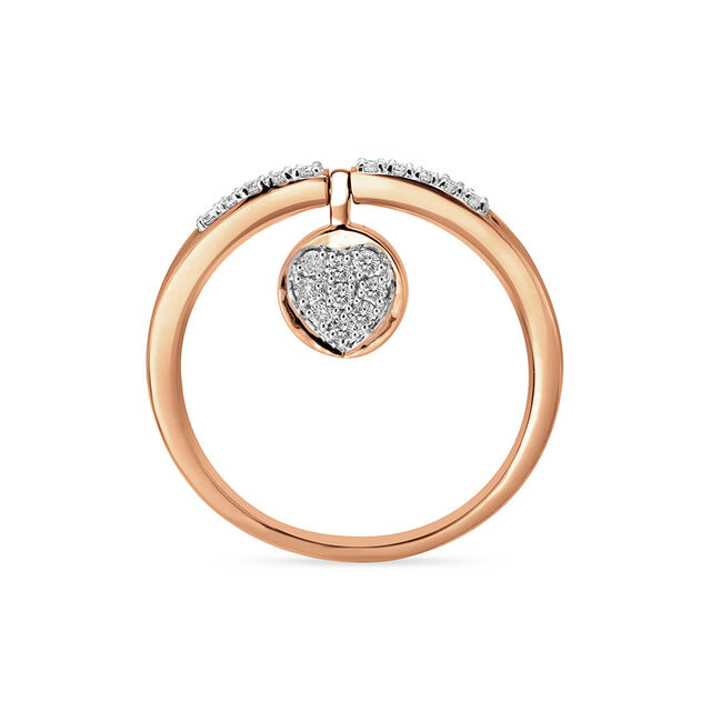 14 KT Reversible Heart Rose Gold and Diamond Ring,,hi-res image number null