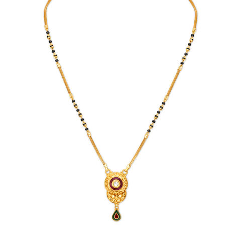 Carved Floral Motif Gold Mangalsutra